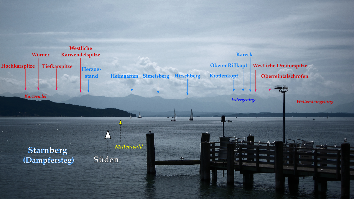 Das Alpenpanorama in Starnberg am Dampfersteg